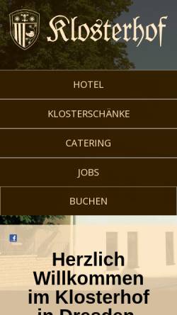 Vorschau der mobilen Webseite www.dresden-klosterhof.de, Klosterhof Dresden