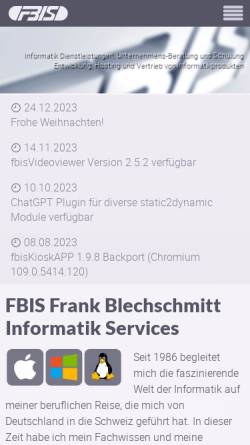 Vorschau der mobilen Webseite www.fbis.ch, FBIS Informatik Dienstleistungen