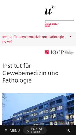 Vorschau der mobilen Webseite www.pathology.unibe.ch, Pathologisches Institut der Universität Bern