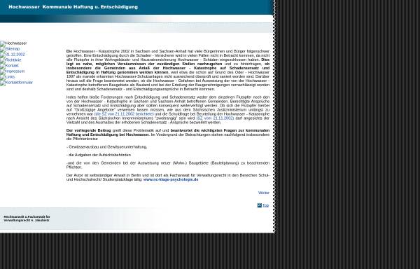 Vorschau von www.was-das-gesetz-dazu-sagt.de, Kommunale Haftung und Entschädigung bei Hochwasser