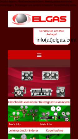 Vorschau der mobilen Webseite www.elgas.com, Elgas GmbH
