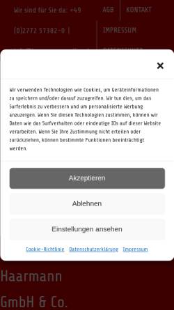 Vorschau der mobilen Webseite haarmann-online.de, Haarmann GmbH Schlauchtechnik und Abdichtungstechnik