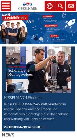Vorschau der mobilen Webseite www.kieselmann.de, Kieselmann GmbH