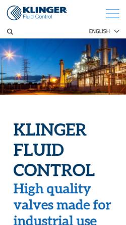 Vorschau der mobilen Webseite www.klinger.kfc.at, Klinger Fluid Control GmbH
