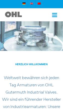 Vorschau der mobilen Webseite www.ohl-gutermuth.de, OHL Gutermuth Industrial Valves GmbH