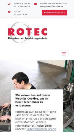 Vorschau der mobilen Webseite www.rotec-flansche.de, ROTEC Flansche- und Rohrleitungstechnik, Inh. Carsten Frank