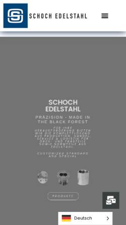 Vorschau der mobilen Webseite www.schoch-edelstahl.de, Schoch Edelstahl GmbH