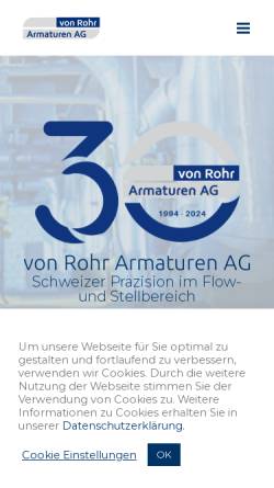 Vorschau der mobilen Webseite www.von-rohr.ch, Von Rohr Armaturen AG