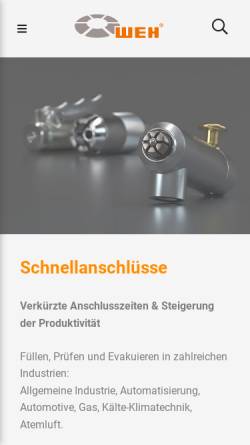 Vorschau der mobilen Webseite www.weh.de, WEH GmbH Verbindungstechnik und Weh GmbH GasTechnology