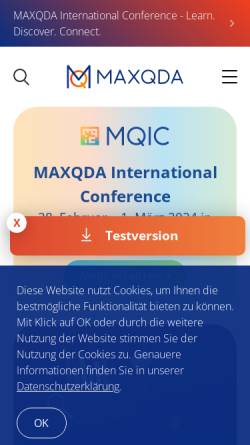 Vorschau der mobilen Webseite www.maxqda.de, Maxqda