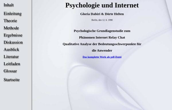 Vorschau von userpage.fu-berlin.de, Psychologie und Internet