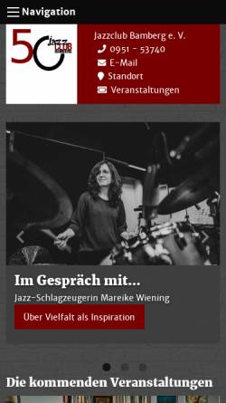 Vorschau der mobilen Webseite www.jcbamberg.de, Jazzclub Bamberg e.V.