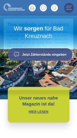 Vorschau der mobilen Webseite www.kreuznacherstadtwerke.de, Stadtwerke GmbH Bad Kreuznach