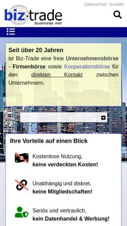 Vorschau der mobilen Webseite www.biz-trade.de, Biz-Trade - H. Walker, MCSc Dipl.-Bw. (FH)