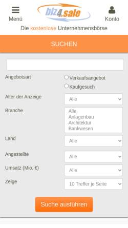 Vorschau der mobilen Webseite www.unternehmen-sucht-unternehmer.de, Datenbank Unternehmen sucht Unternehmer - Stemas AG