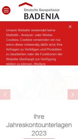 Vorschau der mobilen Webseite www.badenia.de, Deutsche Bausparkasse Badenia AG