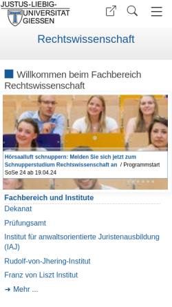 Vorschau der mobilen Webseite www.recht.uni-giessen.de, Fachbereich Rechtswissenschaften der Justus-Liebig-Unviersität zu Gießen