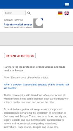 Vorschau der mobilen Webseite www.patentanwalt.de, Patentanwaltskammer München