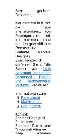 Vorschau der mobilen Webseite www.patentportal.eu, Patentportal