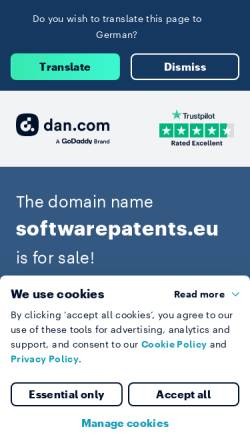 Vorschau der mobilen Webseite www.softwarepatents.eu, Softwarepatente (c) Dipl.-Inf., Patentanwalt Andreas Bertagnoll