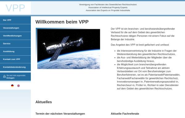 Vorschau von vpp-patent.de, VPP - Vereinigung von Fachleuten des Gewerblichen Rechtsschutzes
