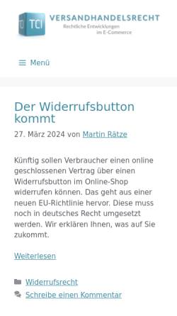 Vorschau der mobilen Webseite www.versandhandelsrecht.de, Versandhandelsrecht