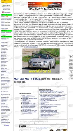 Vorschau der mobilen Webseite www.mgfcar.de, MGF Roadster