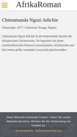 Vorschau der mobilen Webseite www.afrikaroman.de, Chimamanda Ngozi Adichie auf AfrikaRoman