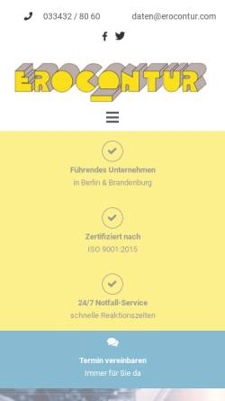 Vorschau der mobilen Webseite www.erocontur.de, EROCONTUR GmbH Drahterosion und Werkzeugbau