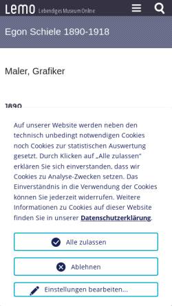 Vorschau der mobilen Webseite www.dhm.de, Biographie: Egon Schiele, 1890-1918