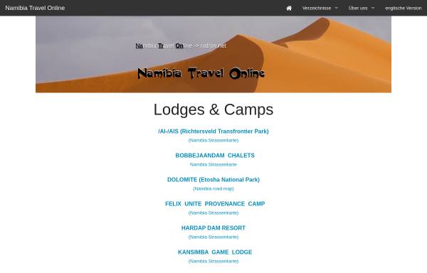 Namibia Travel Online: Gästefarmen - Lodges - Camps