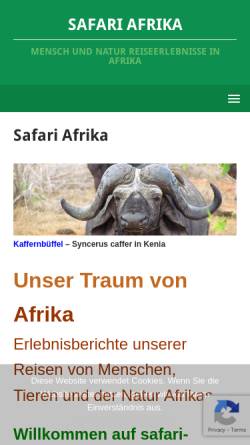 Vorschau der mobilen Webseite www.safari-afrika.de, Safari Afrika