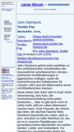 Vorschau der mobilen Webseite rezensionen.literaturwelt.de, John Steinbeck: Tortilla Flat