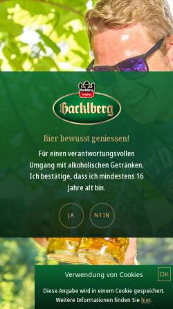 Vorschau der mobilen Webseite www.hacklberg.de, Brauerei Hacklberg e.K.