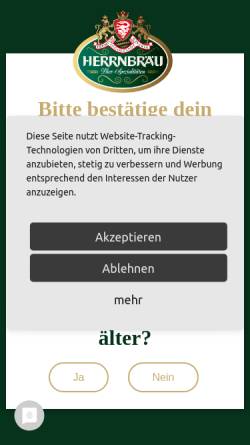 Vorschau der mobilen Webseite www.herrnbraeu.de, Bürgerliches Brauhaus Ingolstadt AG