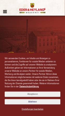 Vorschau der mobilen Webseite www.eders.de, Eder & Heylands Brauerei
