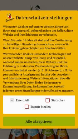 Vorschau der mobilen Webseite www.lauterbacher.de, Privatbrauerei Lauterbach, L. Ehnle GmbH & Co. KG