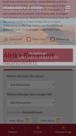 Vorschau der mobilen Webseite afrika.de, Iwanowski's Individuelles Reisen