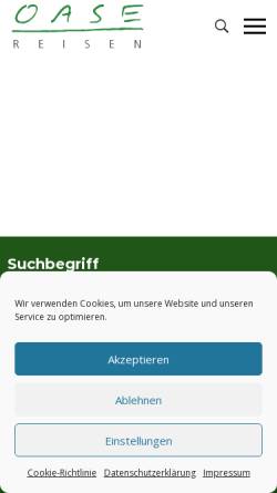 Vorschau der mobilen Webseite www.oasereisen.de, Oase Reisen