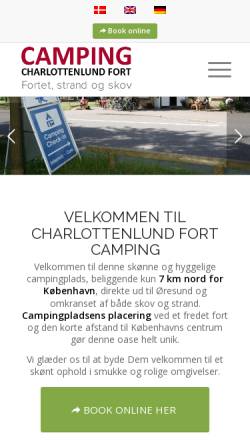 Vorschau der mobilen Webseite www.campingcopenhagen.dk, Camping Charlottenlund Fort