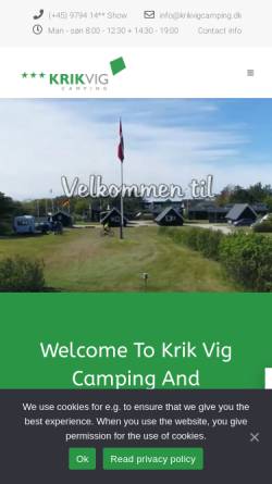 Vorschau der mobilen Webseite www.krikvigcamping.dk, Krik-Vig Camping