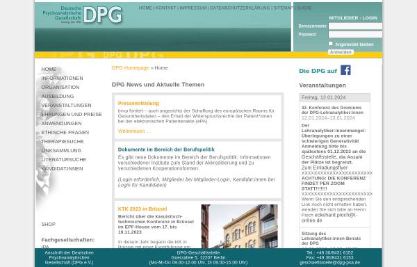 Vorschau von www.dpg-psa.de, Deutsche Psychoanalytische Gesellschaft (DPG)