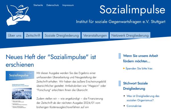 Vorschau von www.sozialimpulse.de, Institut für soziale Gegenwartsfragen