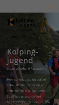 Vorschau der mobilen Webseite www.kolpingjugend-regensburg.de, Kolpingjugend DV Regensburg
