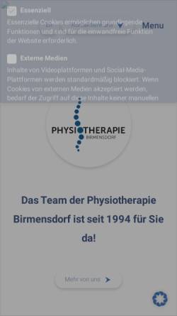 Vorschau der mobilen Webseite www.mouwen.ch, Physiotherapie Birmensdorf