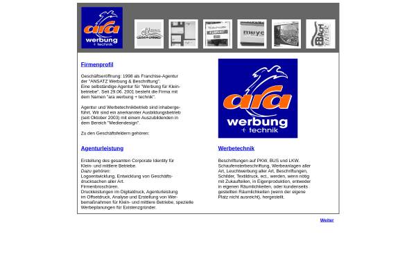 Vorschau von www.ara-werbung.de, ara Werbung + Technik