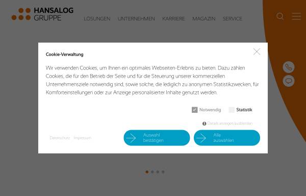 Vorschau von www.hansalog.de, Hansalog GmbH und Co. KG