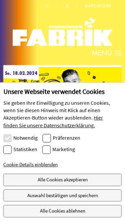 Vorschau der mobilen Webseite www.fabrik.de, Fabrik Hamburg