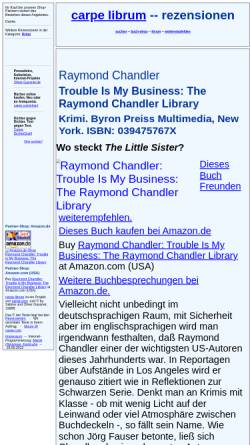 Vorschau der mobilen Webseite rezensionen.literaturwelt.de, Raymond Chandler: The little Sister