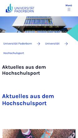 Vorschau der mobilen Webseite www.uni-paderborn.de, Hochschulsport Paderborn